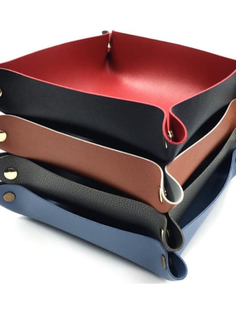 smile wood 4Pack PU Leather Valet Tray for Entryway & Desk Organizer